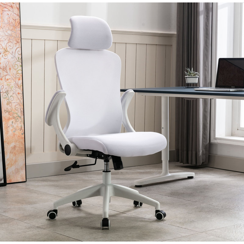 Chaise de travail ergonomique en filet Arjun, Blanc