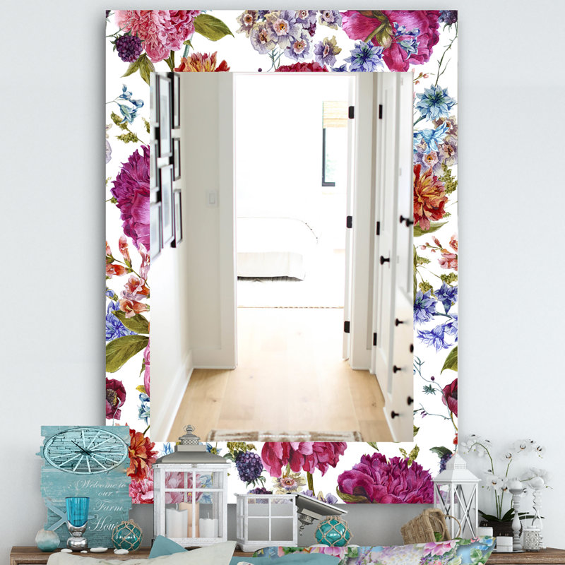 Miroir mural traditionnel fleur 47, H 39,4 po x l 29,5 po