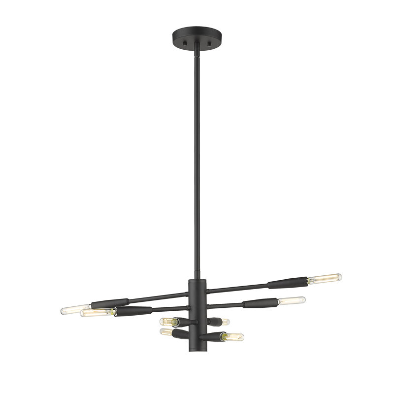 Stapleford 8 - Light Dimmable Sputnik Modern Linear Chandelier, Matte Black