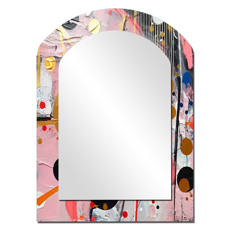 Rose et gris géométrique II - miroir asymétrique géométrique, miroir mural décoratif arche rose, impression d'art en métal