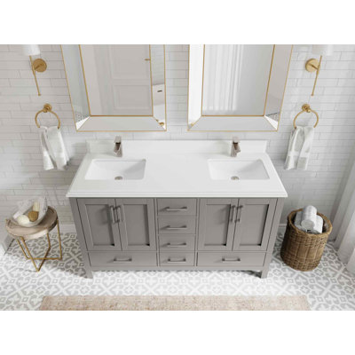 Meuble-lavabo à double cuve l 60 po x P 22 po Malibu