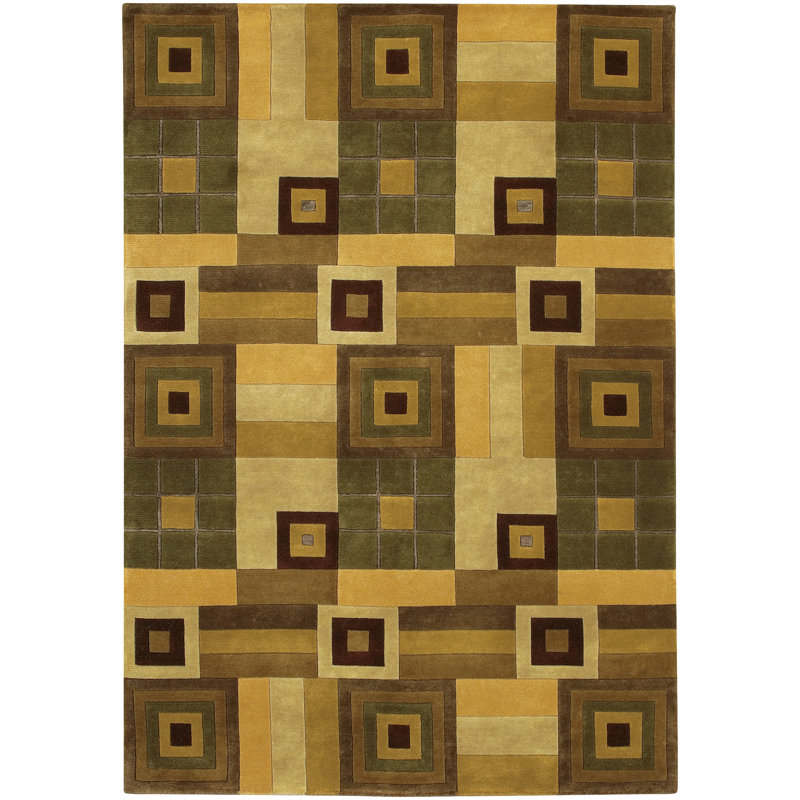 Tapis géométrique en laine noué à la main Callida, Rond 7 pi 9 po