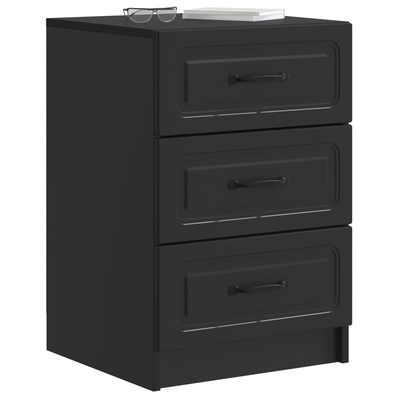 43cm W Manufactured Wood Bedside Table, Black