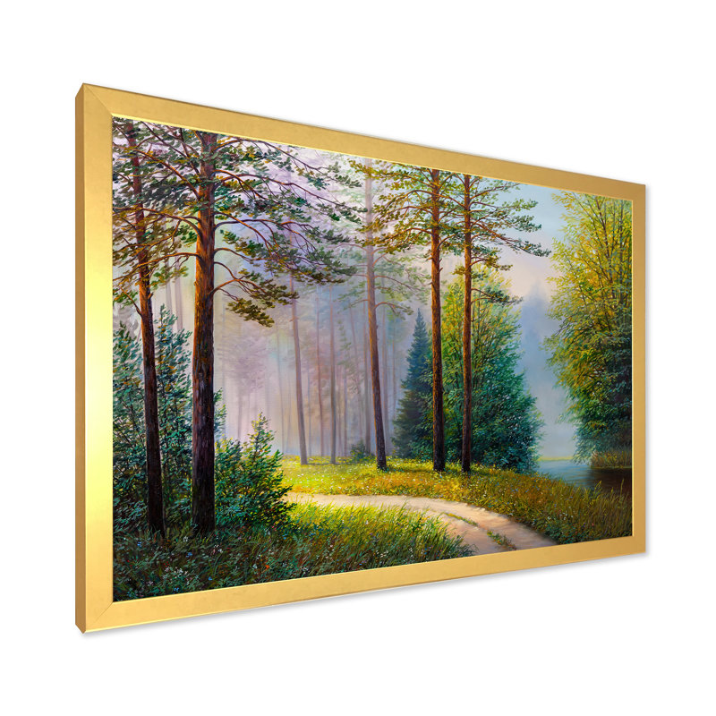 «Subtle Evening Light Through The Trees II», reproduction d'art murale Lake House, Encadrement doré