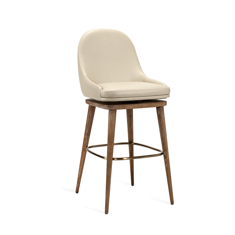 Harper Swivel Bar Stool, Counter Stool (26” Seat Height), Cream Latte, Autumn Brown/Satin Brass