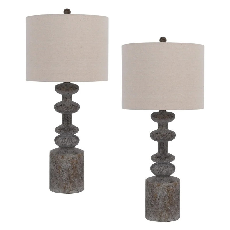 Lampes de table Blackfoot en résine, ensemble de 2, 150 W, couleur galet, hauteur 79 cm (31 po).