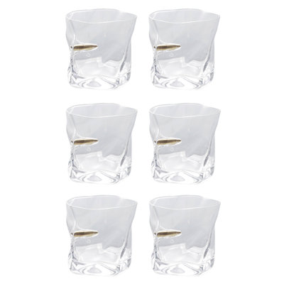 Textured Whiskey Glass With Embedded Gold Finish