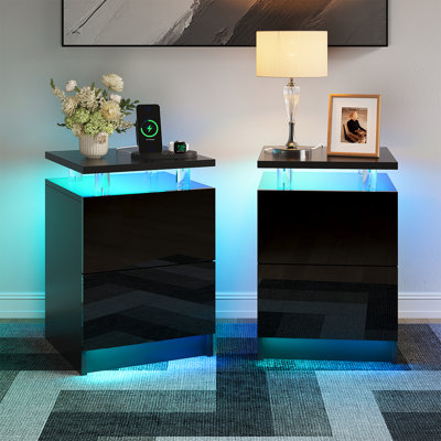 Kelsch 15" W 2-Drawer LED Nightstand
