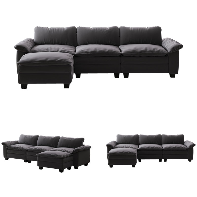 Canapé modulaire de luxe avec repose-pieds, Velours gris velours