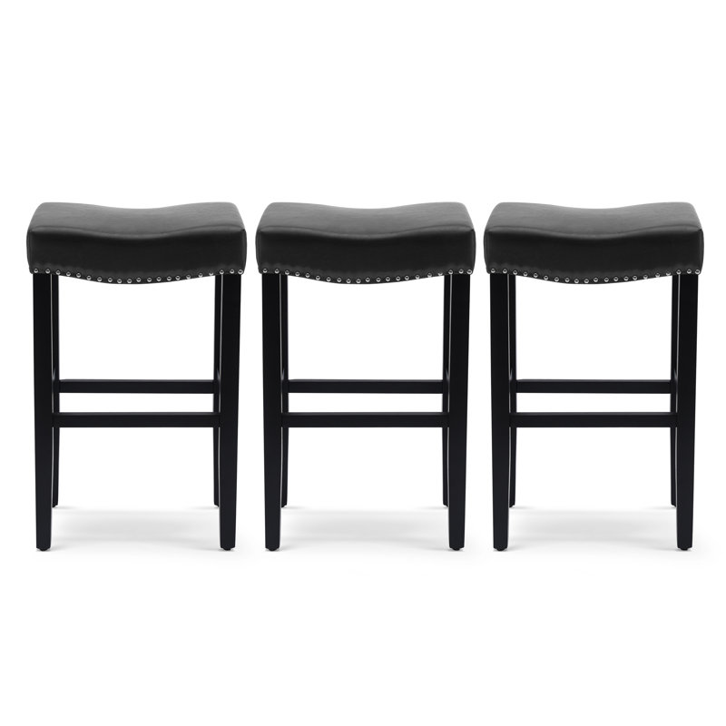 Tabouret Jameson, Tabouret de bar (siège d'une hauteur de 29 po), Cuir noir / cadre noir