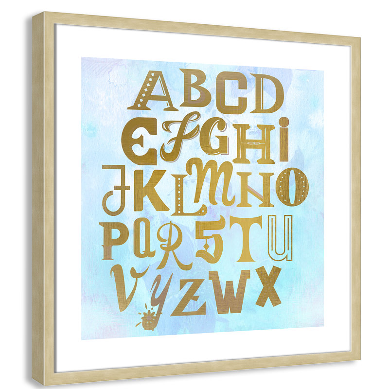Abc Blue », impression sur papier, Encadré de boîte champagne clair, H 22,5 po x l 22,5 po x P 1,18 po