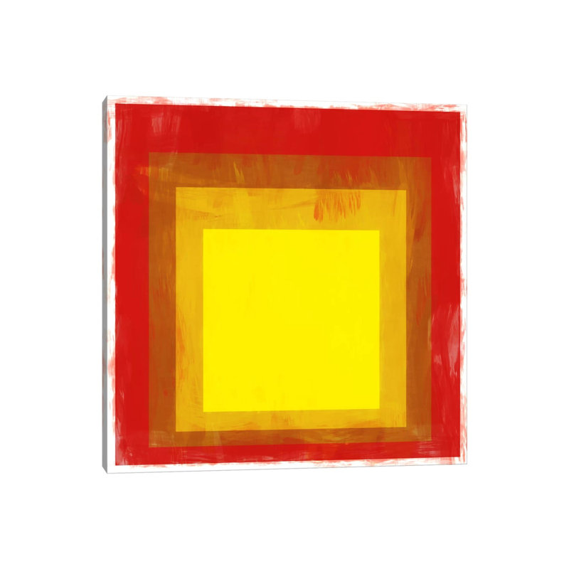 Modern Art- Red & Yellow Squares 1 Piece Wrapped Canvas Wall Art, 66.04 cm H x 66.04 cm W x 3.175 cm D
