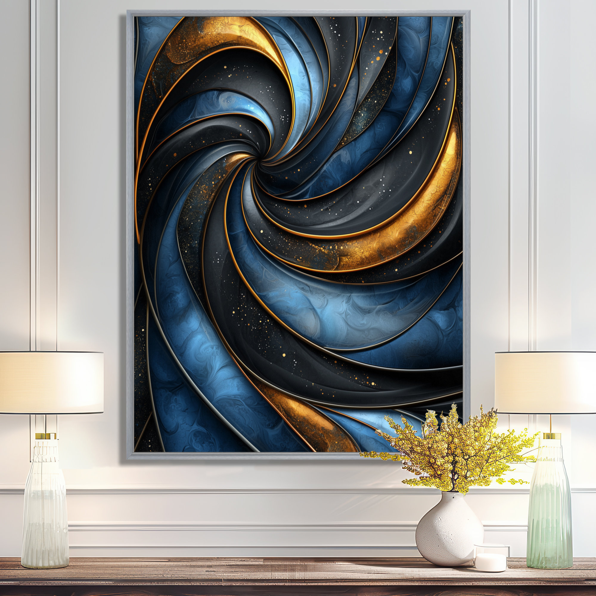Wrought Studio «Omarius Fractal Aqua Drift Of Marble I», art mural sur ...