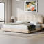 Lit plateforme tapissier avec tête de lit Hayden Boucle, base de lit Cloud, coins arrondis doux-558553786-558553782