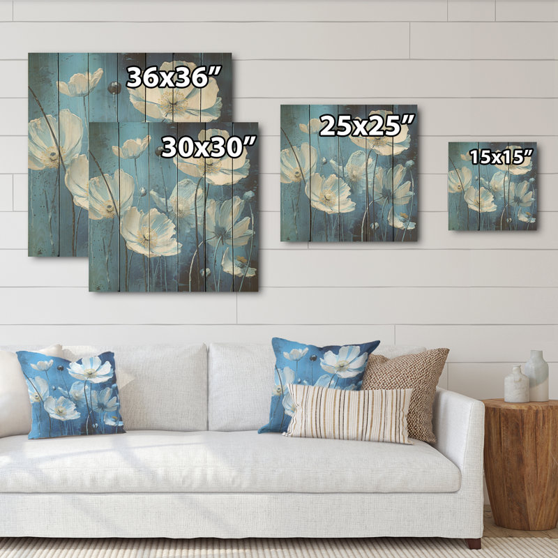 Un champ serein de boutons d'or - Art mural en bois sur bois de pin naturel, H 36 po x l 36 po