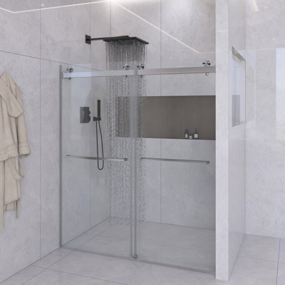 60 po X P 76 po H Double porte de douche coulissante sans cadre