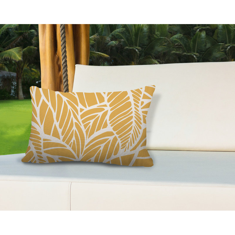 Housse et insert de coussin extérieur d'extérieur, Jaune, 14 po x 20 po, Rectangle