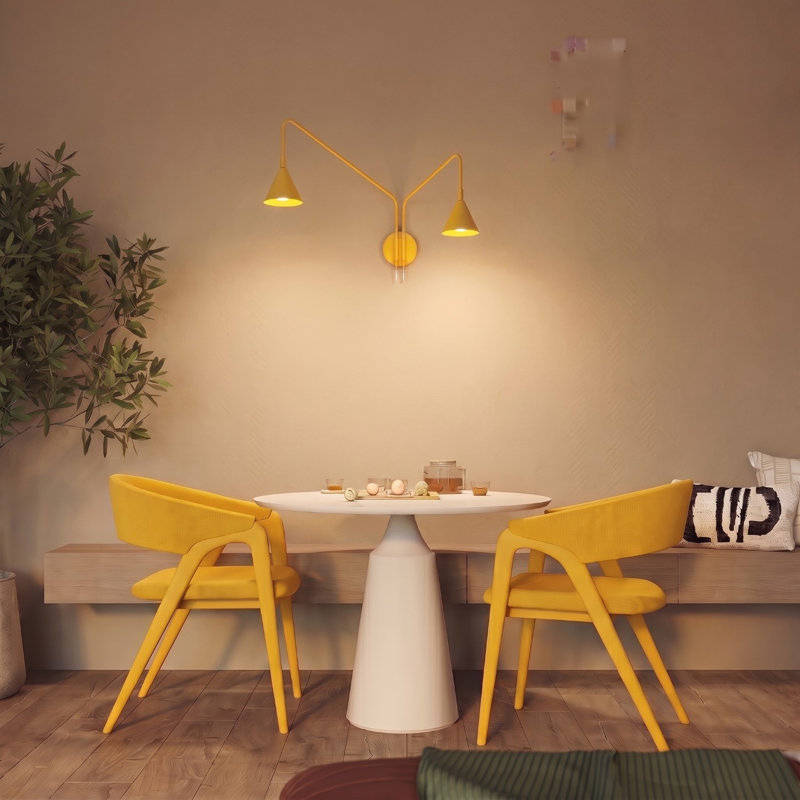 Nox Steel Flush Mounted Sconce, Wall lamp NOX 2 yellow with a switch, Yellow, 2 Lights
