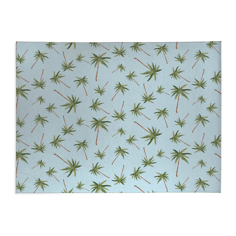 Tapis de cuisine antidérapant Summer Palms, Rectangle 4pi x 6 pi, Bleu nuage