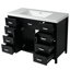 Meuble-lavabo 48 po noir, lavabo inclus, 2 portes à fermeture en douceur, 8 tiroirs et structure en pin, plateau en résine, poignées en aluminium, dispositif de basculement, pieds réglables pour une armoire de taille moyenne, fermeture