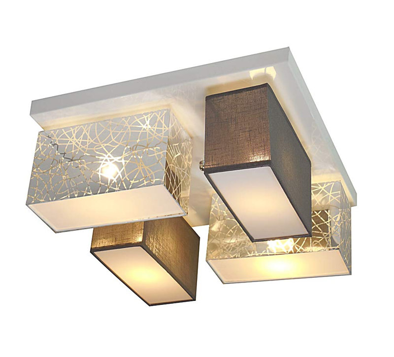 Pasko Fabric Semi Flush Mount, Silver/Graphite