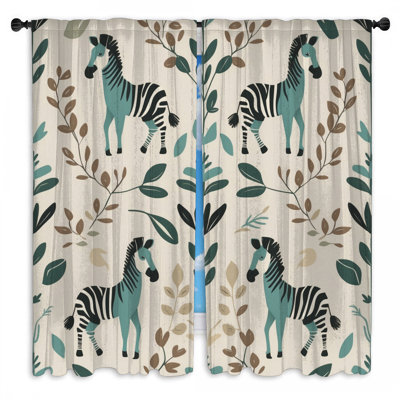 Rideaux de fenêtre sarcelle à motif zébré sarcelle et obscurcissant - 2 panneaux