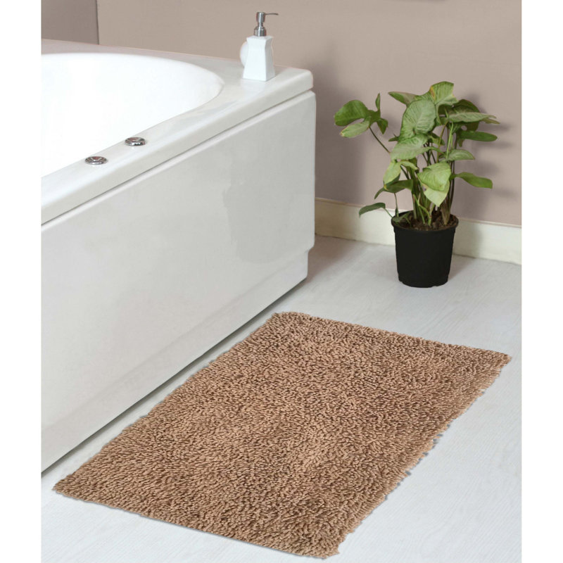 Hayworth Plush Cotton Bath Mat, Linen, 21" W x 34" L