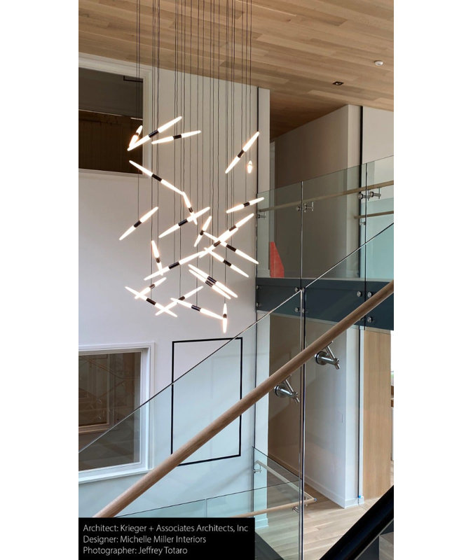 Ballet Modern 24-Light LED Pendant in Bright Satin Aluminum