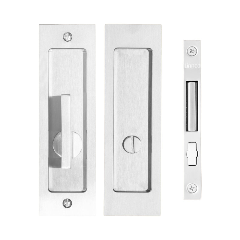 Pocket Door Lock with ADA Knob, Satin Stainless Steel