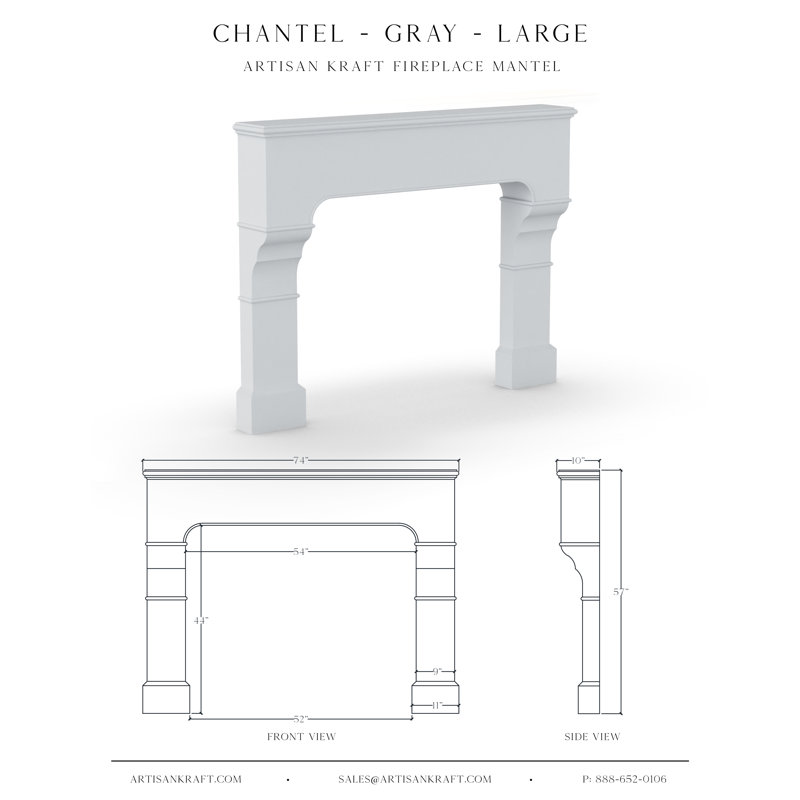 Pourtour de cheminée en pierre Chantel, Gris, H 57 po x l 74 po x P 10 po