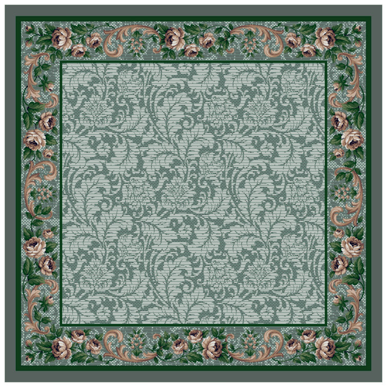 Alminus Innovations Rose Damask Aqua Area Rug