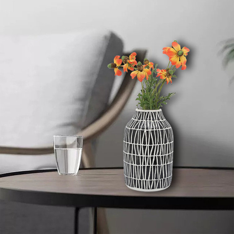 Ring Vase, Black, Home Décor, Studio Ceramic Pottery, Artificial Flowe –