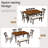 Deral 6-Piece Farmhouse Solid Wood Dining Table Set With Bench, Dark Brown & Black    -1654916443