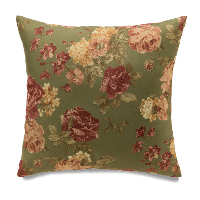 Square Florals On Green Pillow Cover