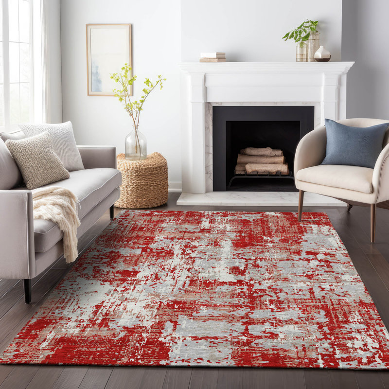 Tapis intérieur / extérieur rouge Caelan , 10 pi x 14 pi
