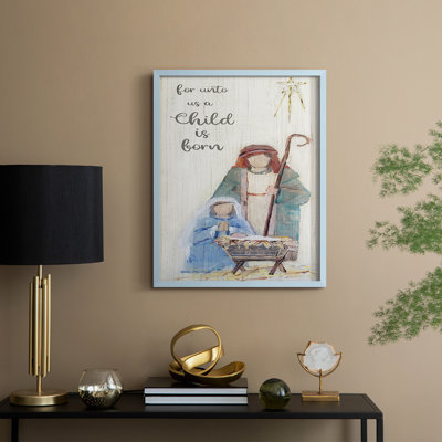 «For Unto Us», reproduction encadrée - bois massif