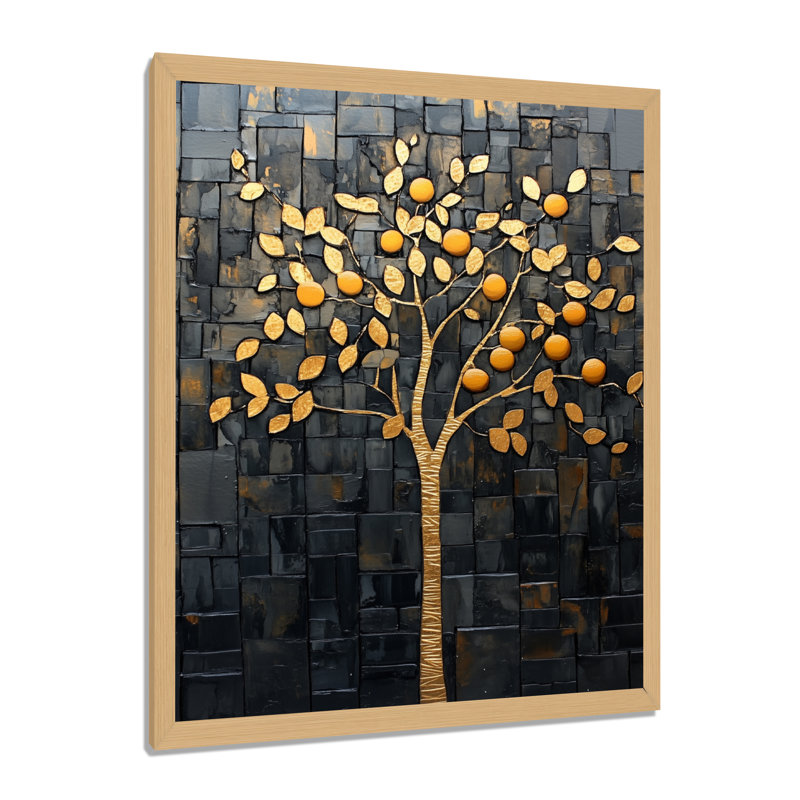 Orangerie au soleil II - Tableau encadré d'agrumes, 32" H x 24" W, Cadre naturel