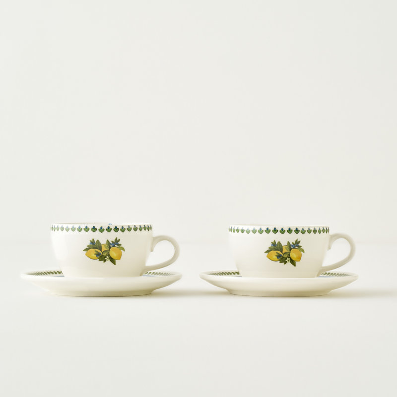 Ensemble de 2 tasses à thé en porcelaine Lemoncello