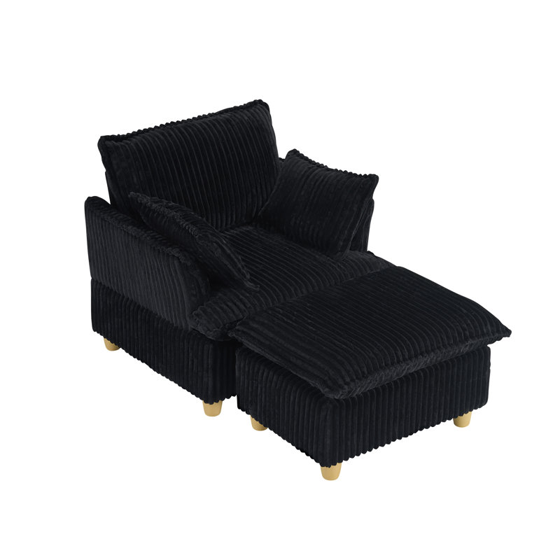 Canapé simple en velours côtelé avec coussins de pieds et coussins décoratifs, convient au balcon, au salon ou au bureau