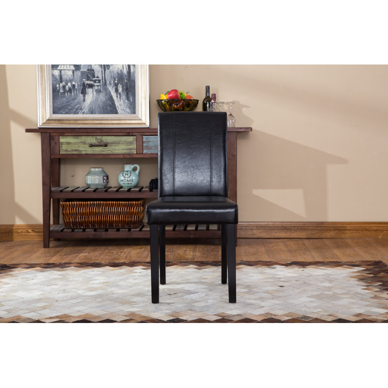 Stylish And Comfortable Leatherette Padded Parson Chair Set For Modern Living Spaces, Black