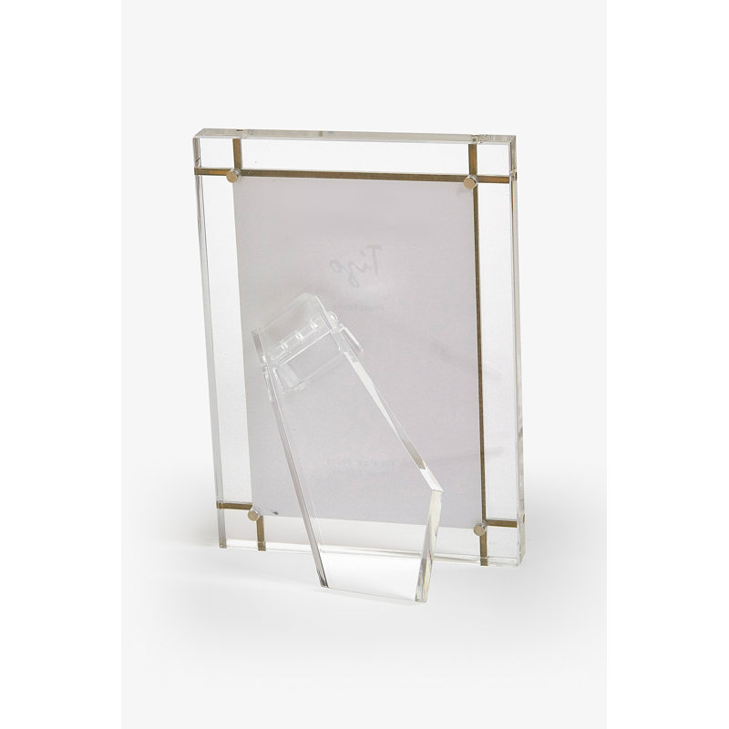 Lucite Picture Frame, Clear/Gold, 8" W x 10" H