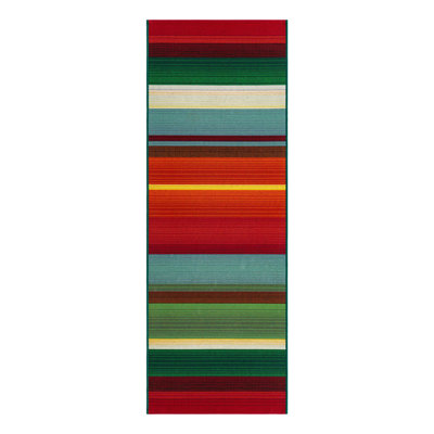 Tapis intérieur / extérieur à rayures Meliton - rouge / vert / bleu / orange