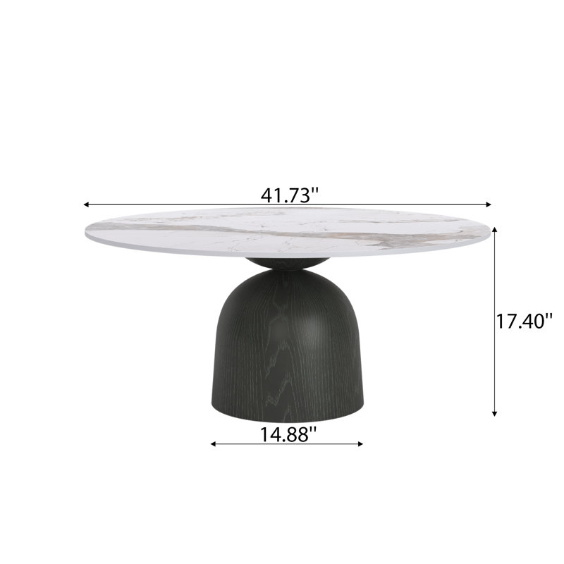Colorful Faux Marble Coffee Table Modern Center Table, 17.4" H x 42" L x 42" W, Black