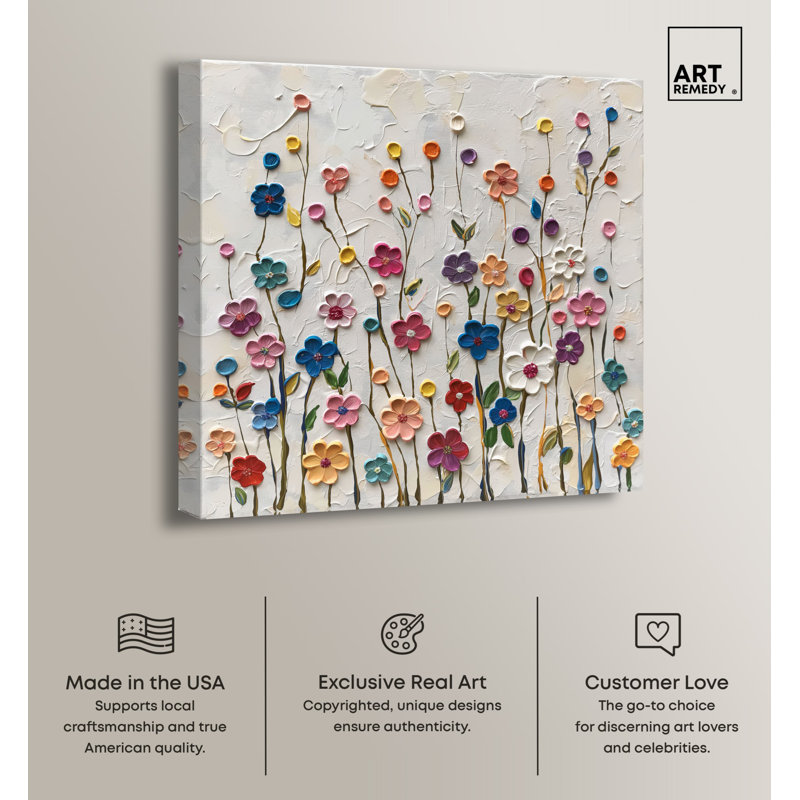 Colorful Floral Bunch Gallery Wrapped Canvas Art, 12" x 12"