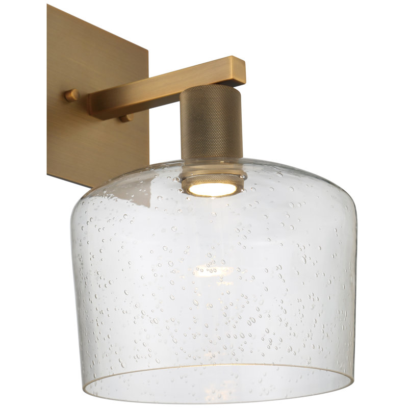 Abdulkhalid LED Wall Sconce - Seeded Glass - Dedicated LED, Antique Brushed Brass