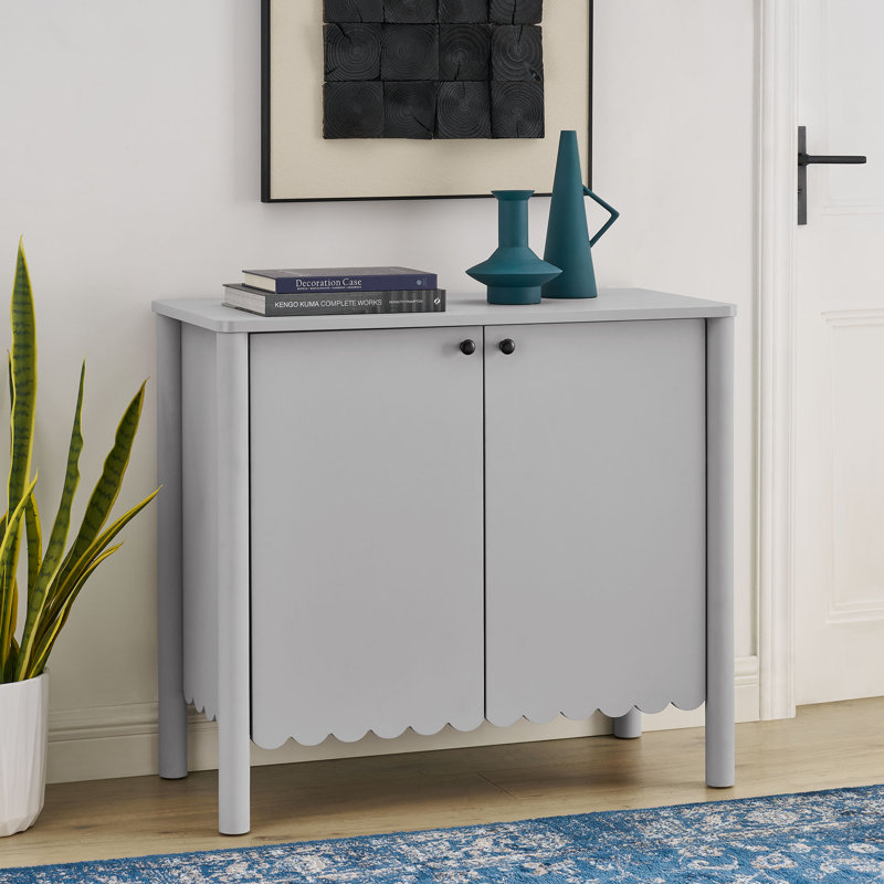 Buffet festonné 2 portes gris clair 35 "Emmeline, Gris clair