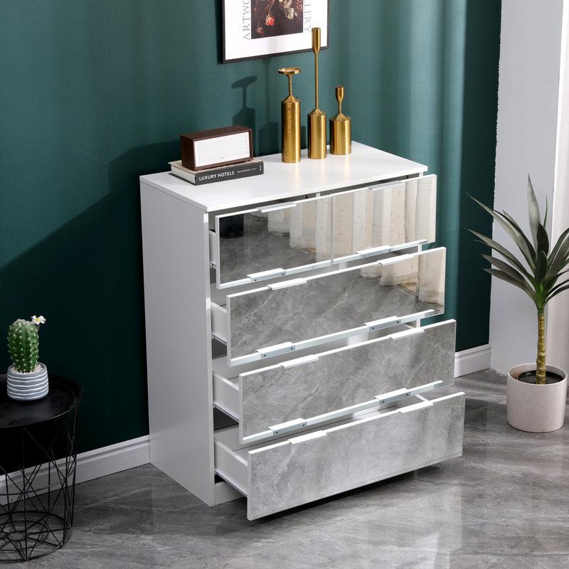 5 - Drawer Mirrored Rectangle Accent Chest