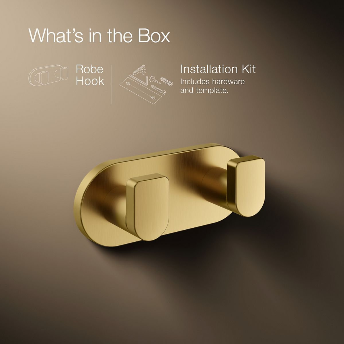 Composed Wall-Mounted Double Robe Hook, Brushed Gold