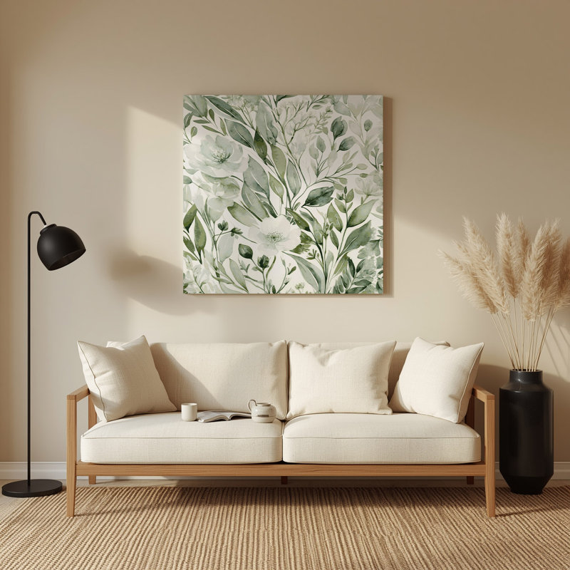 Aquarelle, art floral vert 95