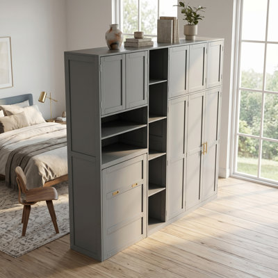 Lit simple escamotable avec garde-robe et tablettes de rangement pour économiser de l'espace